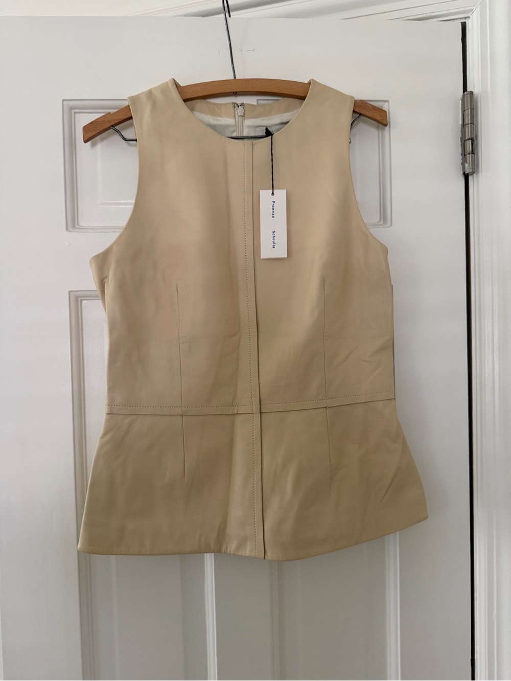 Proenza Schouler Sleeveless Leather Top in Beige